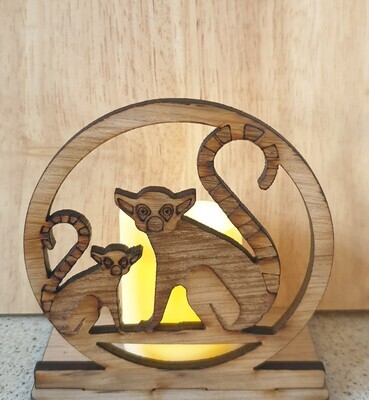 Tealight wooden candle holder Ring Tailed Lemur