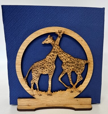 Serviette holder wooden Giraffe Round Frame