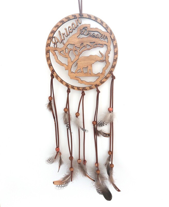 Dream Catcher - Zimbabwe Map Giraffe & Rhino - 14.5cm