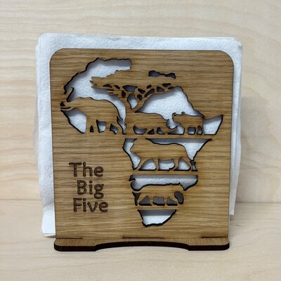 Serviette holder wooden Big 5 in Africa
