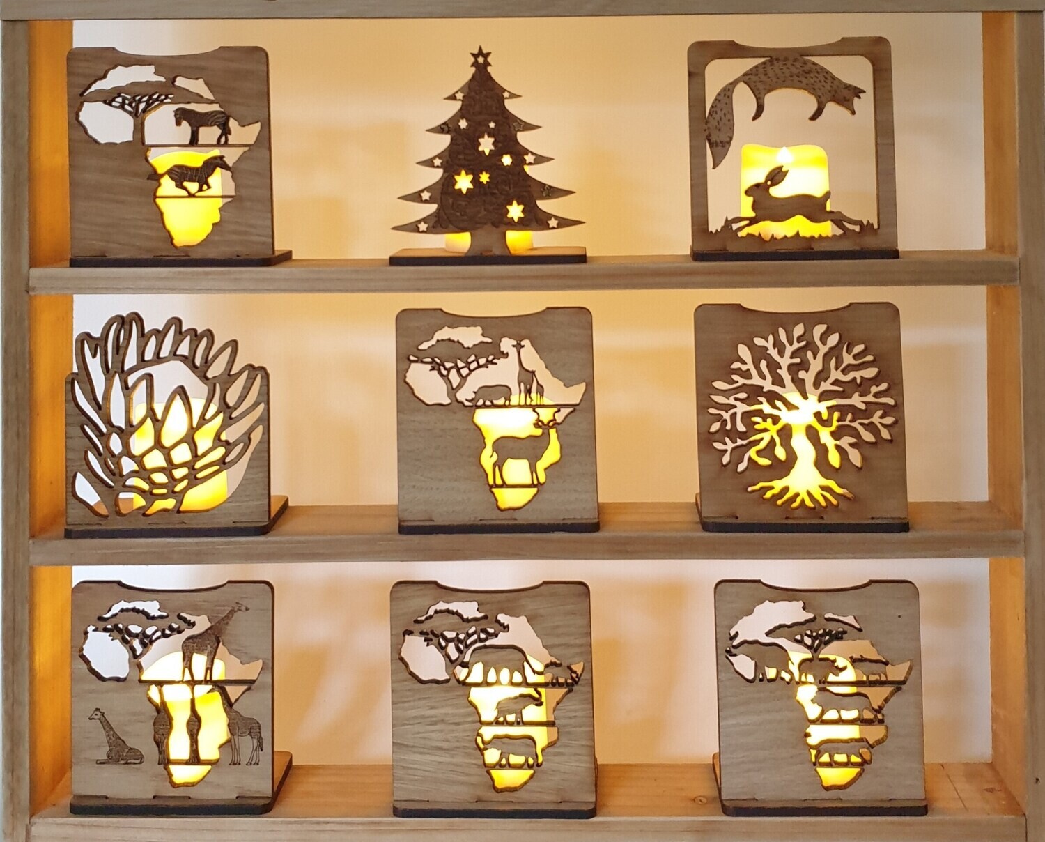 Tealight wooden candle holder Tree of Life