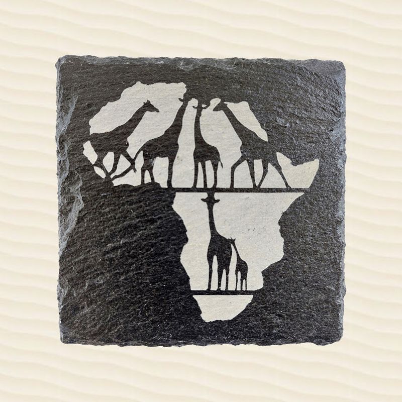 Coasters Slate set of 4  Giraffes in Africa