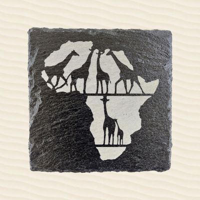 Coasters Slate set of 4 Giraffes in Africa