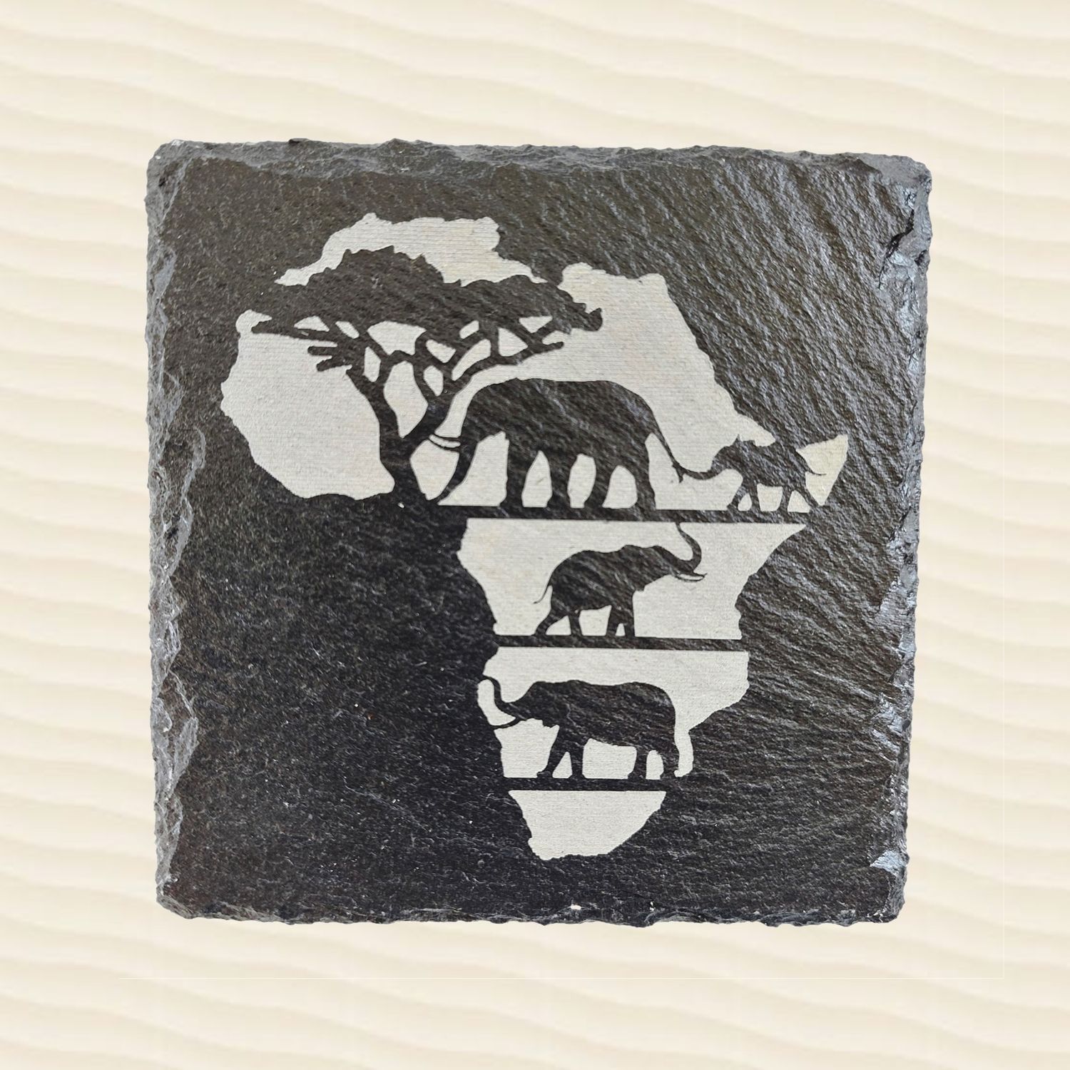 Coasters Slate set of 4  Elephants in Africa
