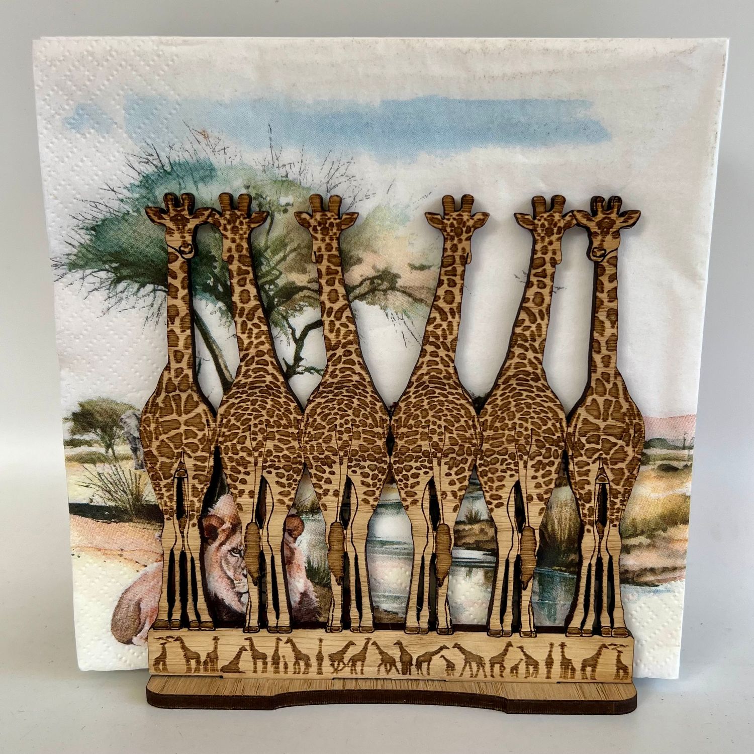 Serviette holder Giraffe family photo