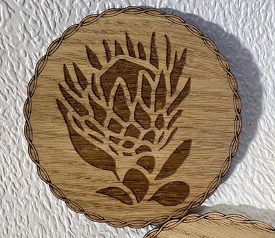 Coasters wooden set of 4 Protea