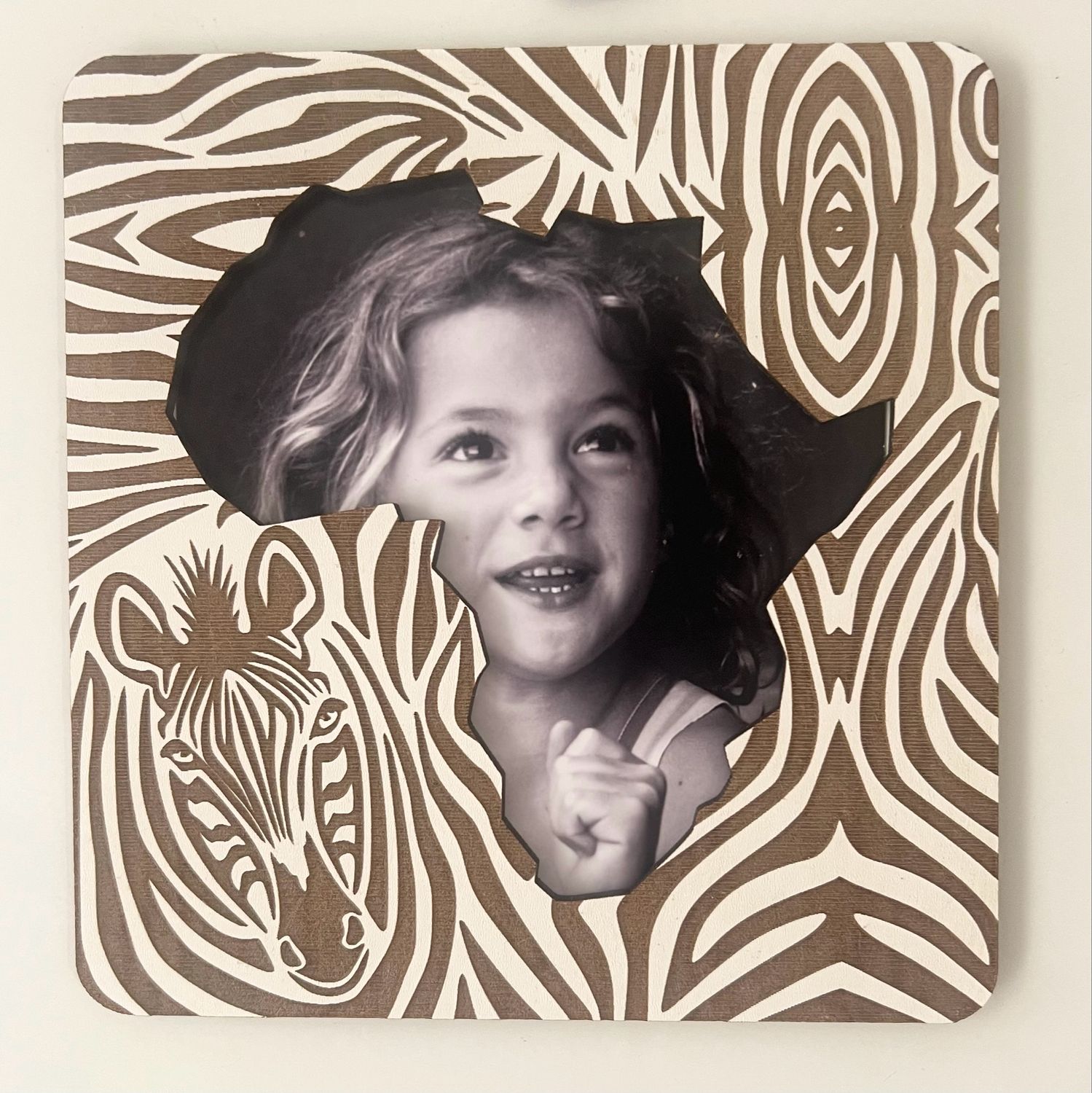 Africa- Zebra fridge magnet photo frame -wooden