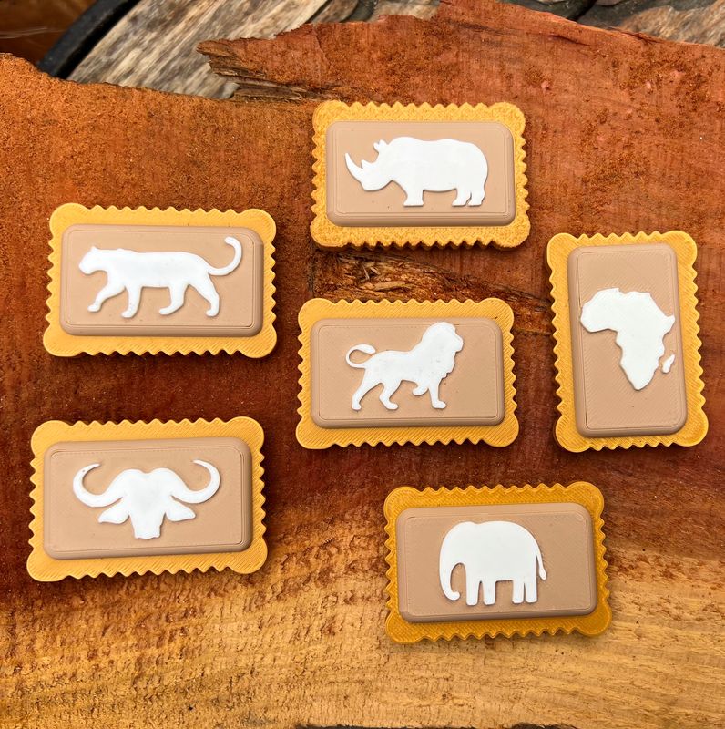 Zoo Cookie - 6 x Key Rings - Africa + Big 5 Collection