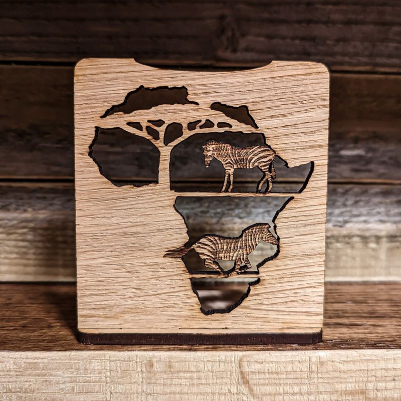 Tealight wooden candle holder Africa Zebra Print
