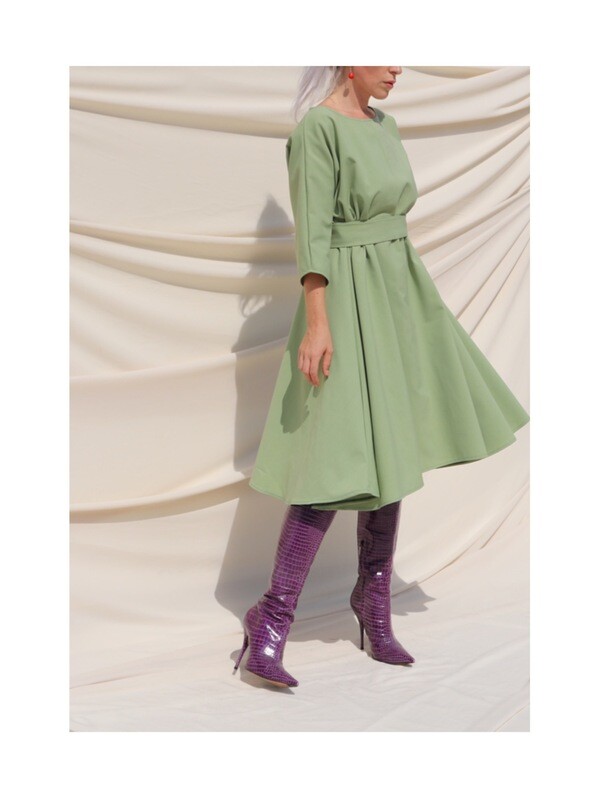 Maxi Abito/blusa svasato Verde pistacchio Maxi Abito/blusa svasato Verde pistacchio