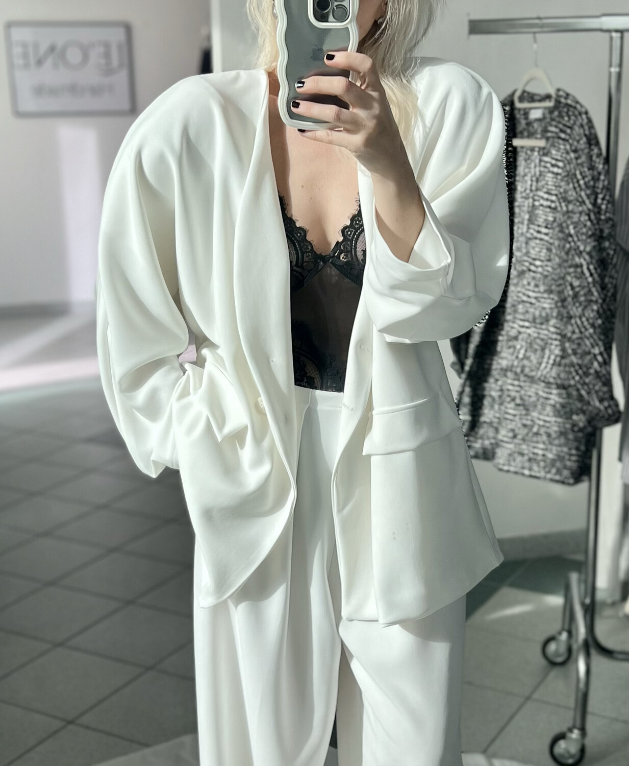 Tailleur in crepe cady Giacca+Pantalone/ bianco latte