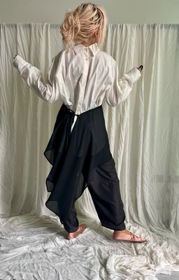 Camicia con carrè/ cotone panna