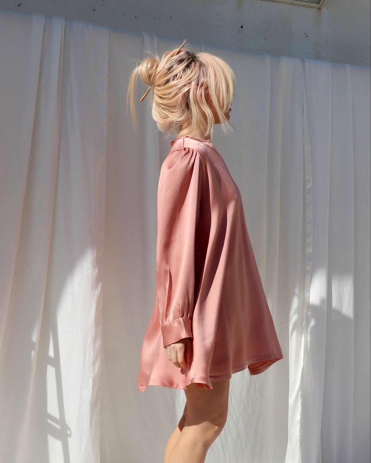 Abito-blusa svasato/ Rosa blush