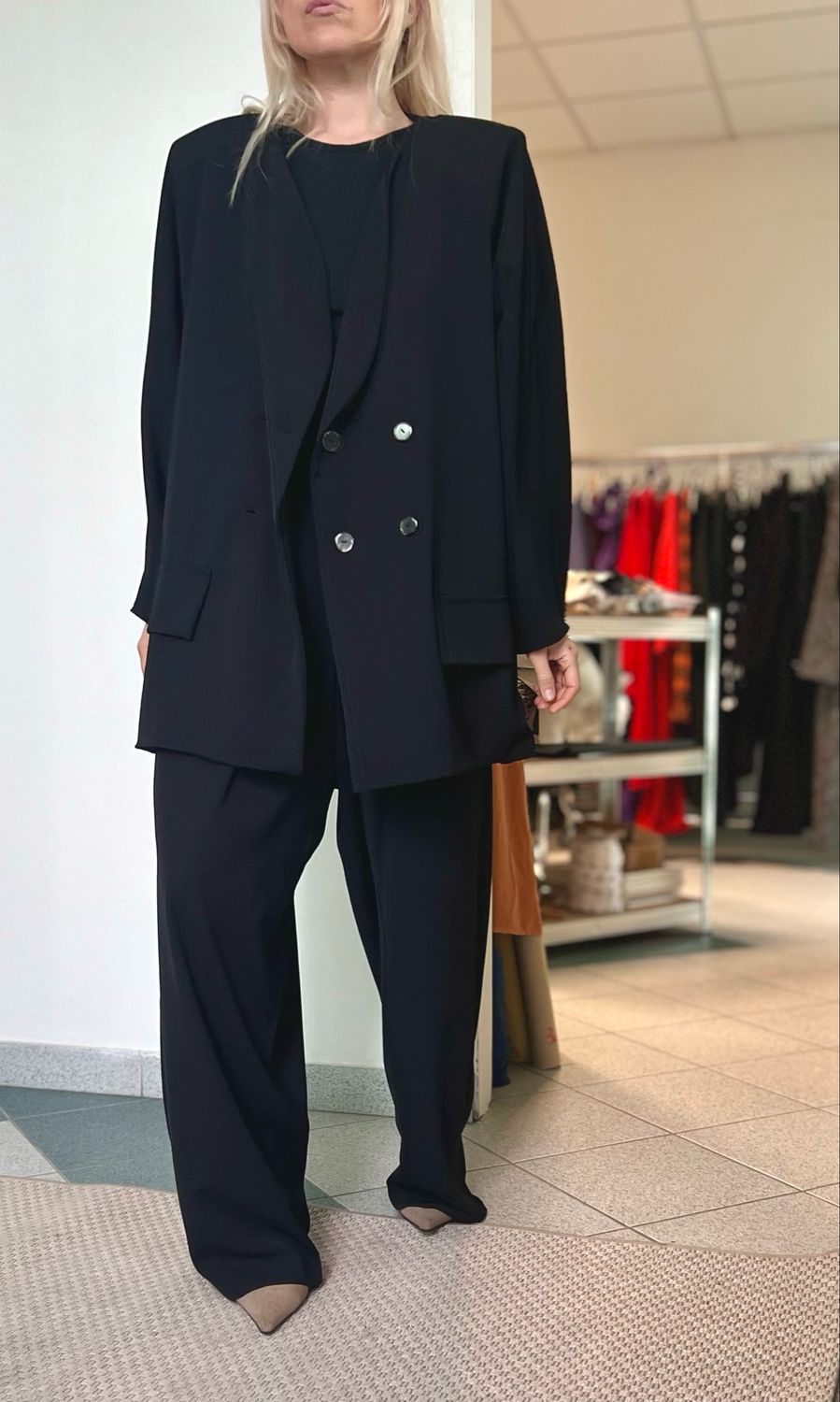 Giacca taglia unica/ crepe cady nero