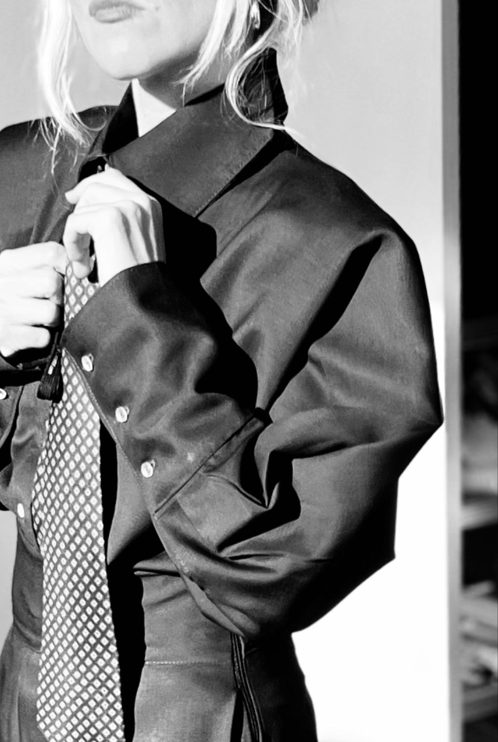 Camicia dolman in fresco lana • nero