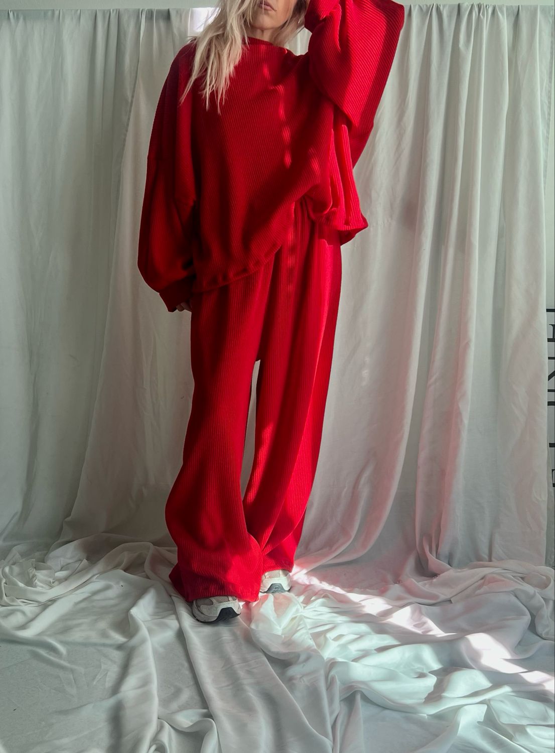 Completo a costine - rosso