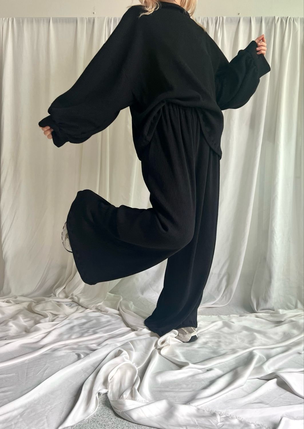 Completo a costine - nero