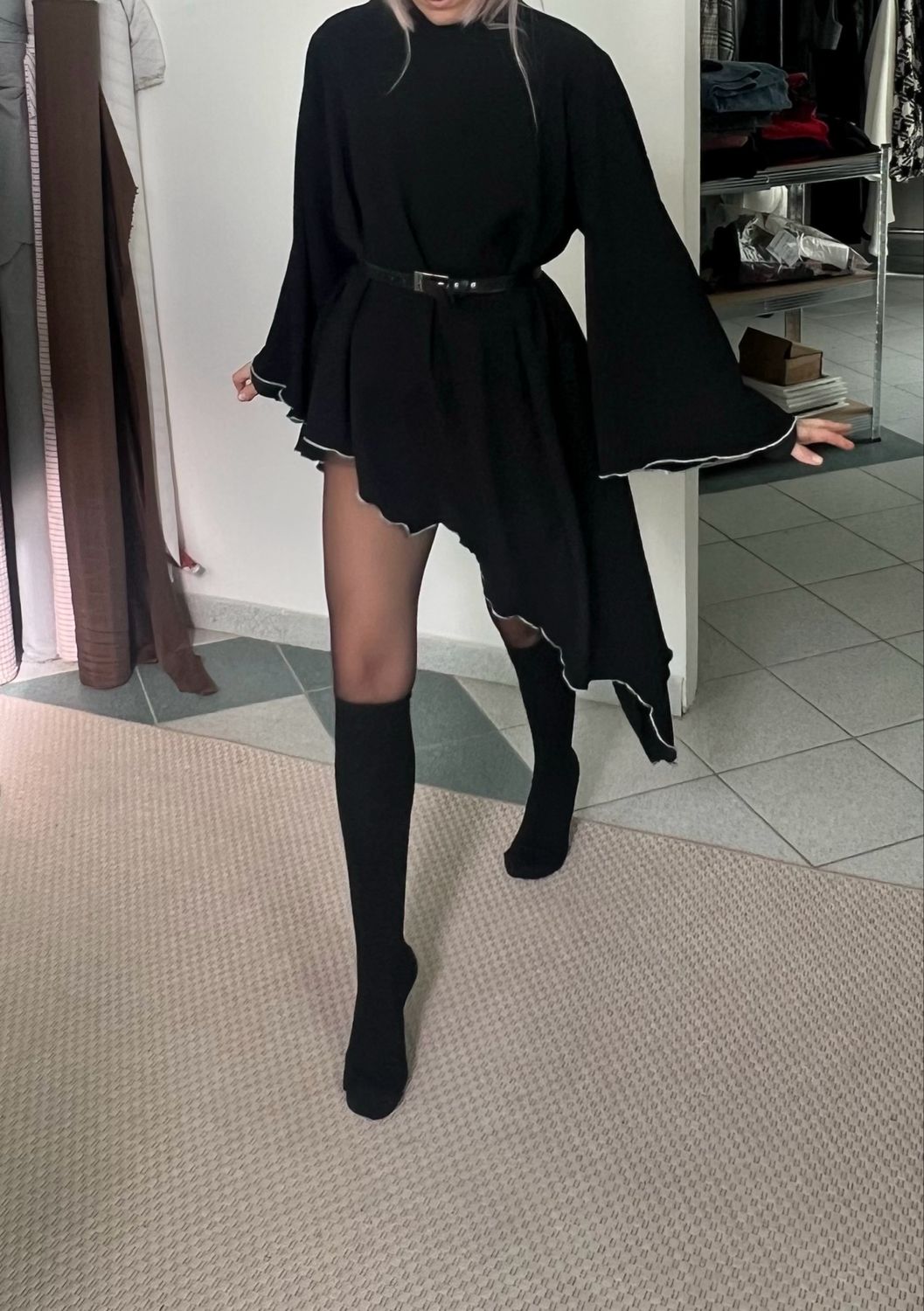 Abito/Maxi blusa asimmetrica / nero