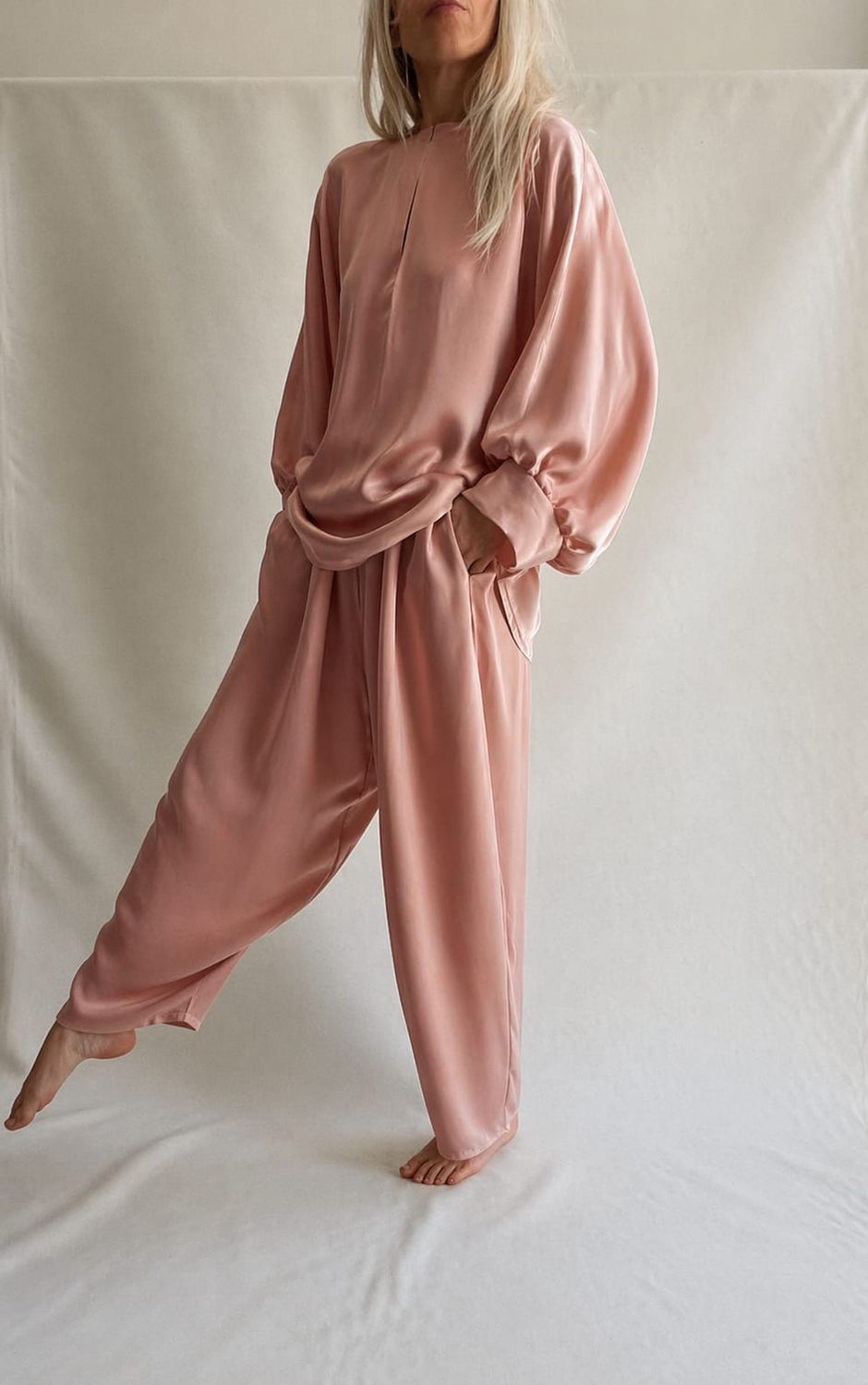 Completo Double-face / rosa satin/ cady