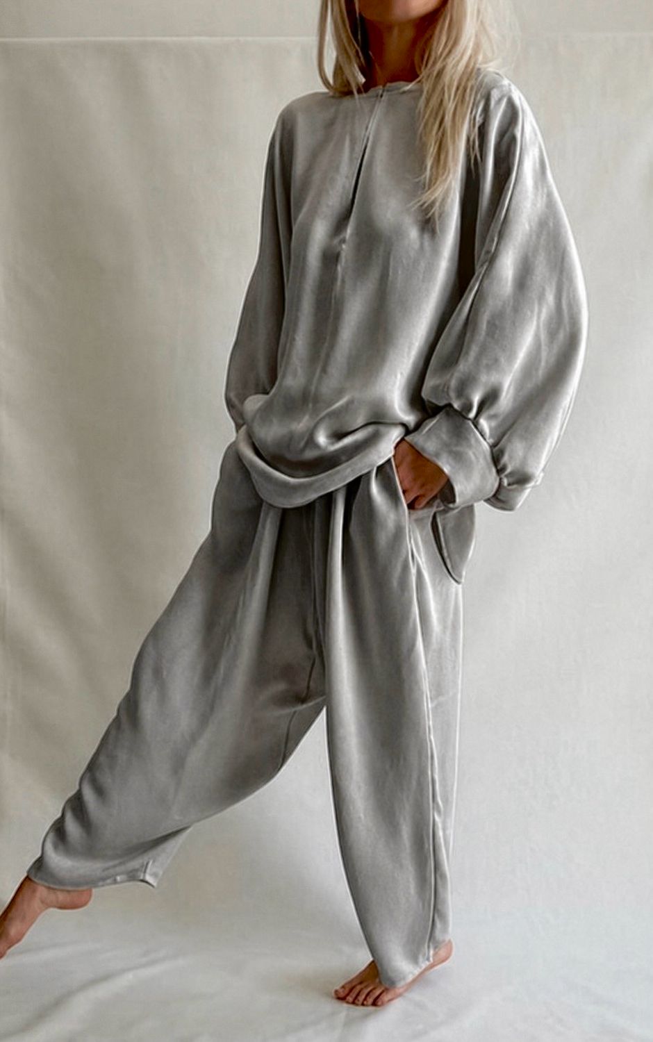 Completo Double-face / argento / viscosa