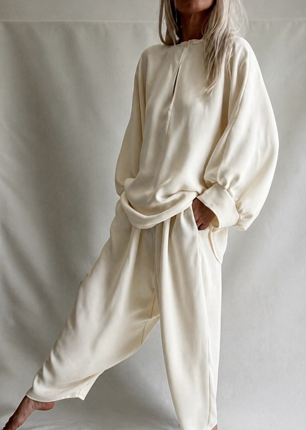 Completo Double-face / avorio / misto seta