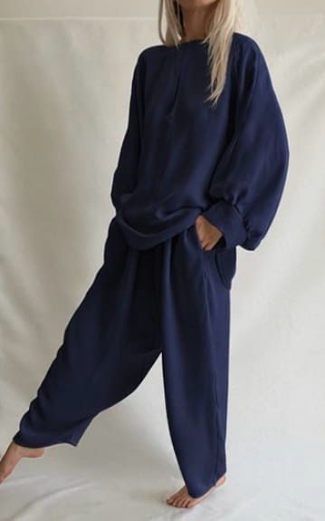 Completo Double-face / blu scuro / misto seta