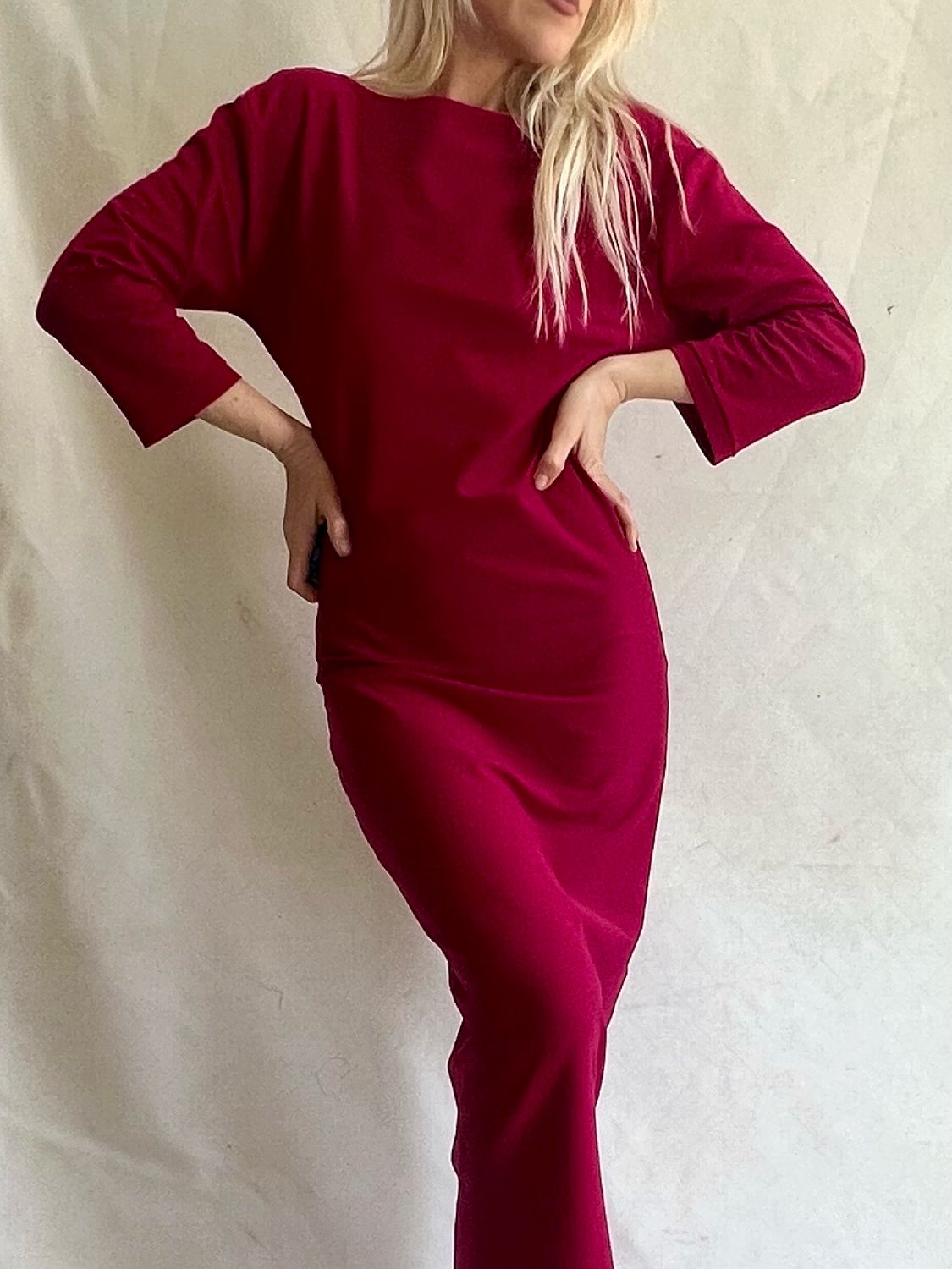 Abito a colonna/ rosso ciliegia