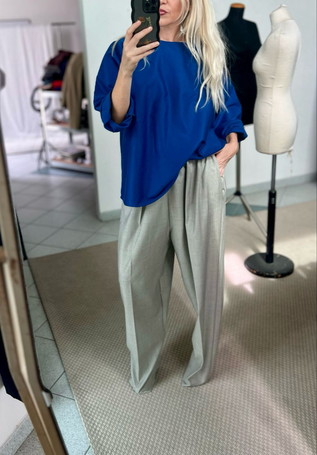 Pantalone lungo morbido/Grigio chiaro