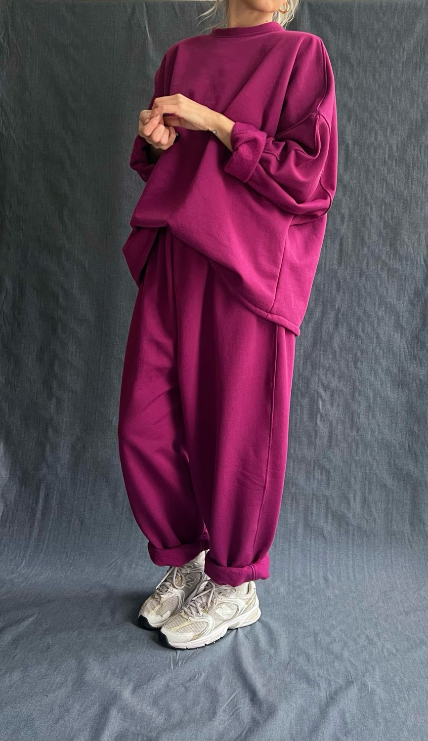 Tuta CosyWear/ ciclamino cotone caldo