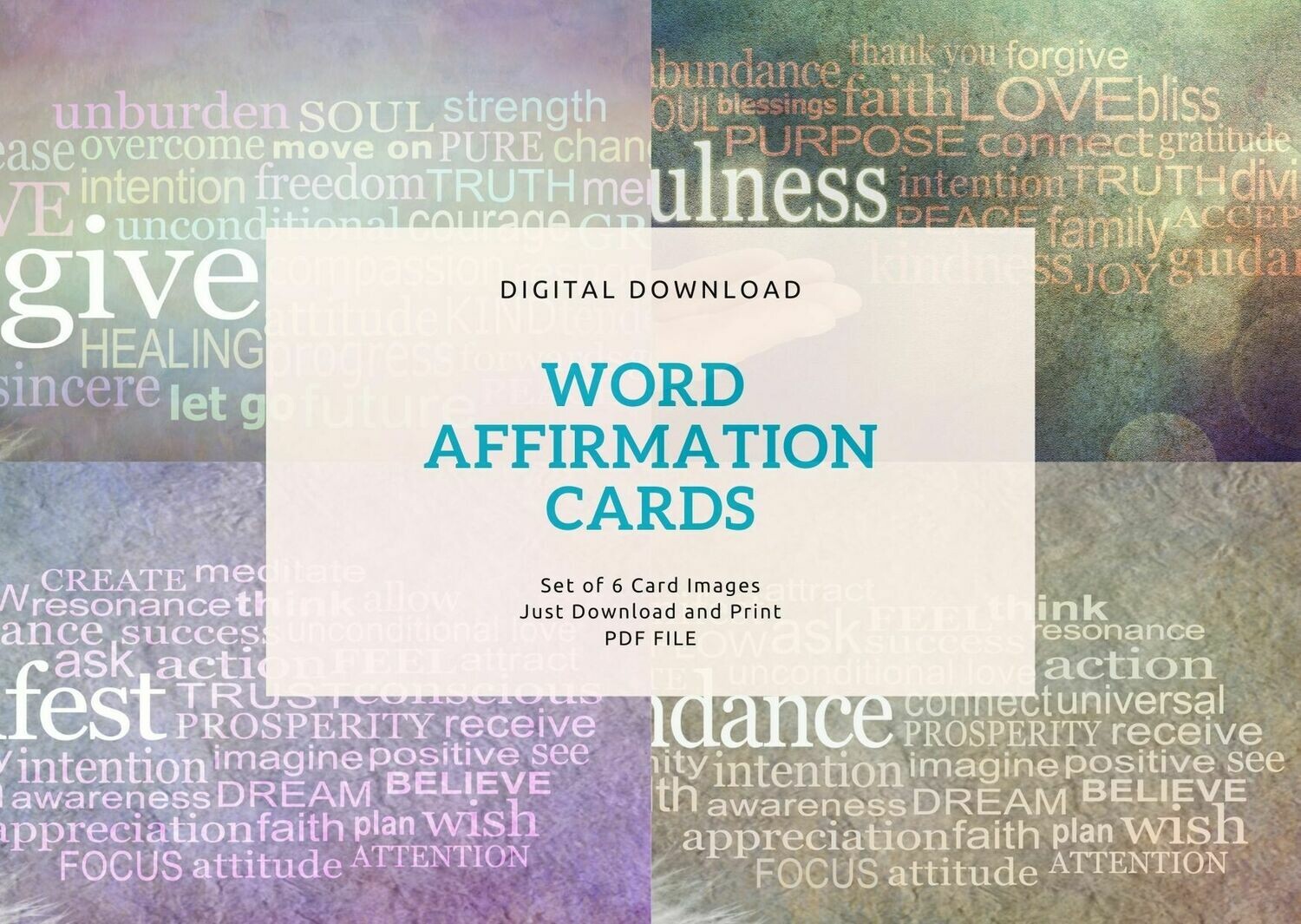 Word Affirmation Cards - Digital Download