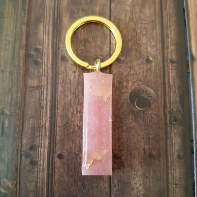 Letter I Pink and Gold Key Ring