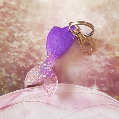 Mermaid Tail Key Chain - Purple Glitter