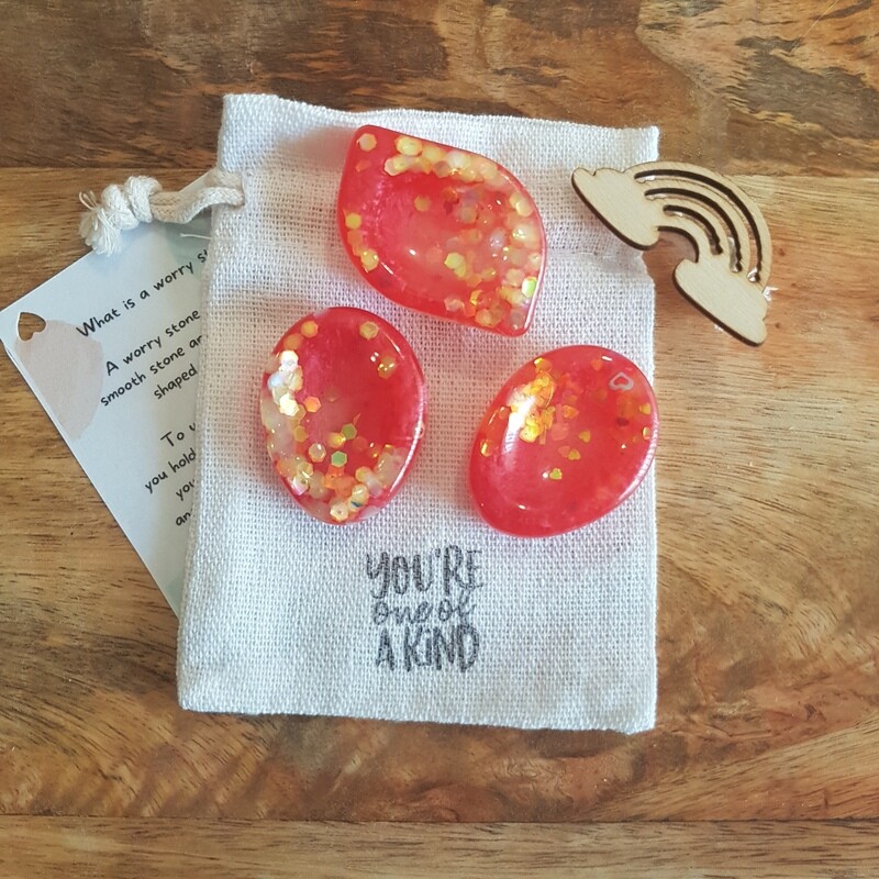 Worry Stones Red Sparkle