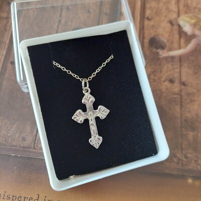 Silver Plated Clubbed Crucifix Pendant In Display Box