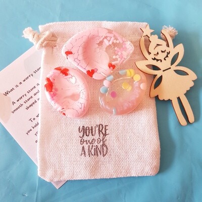 Worry Stones Marshmallow Pink and clear Worry Stones Marshmallow Pink and clear