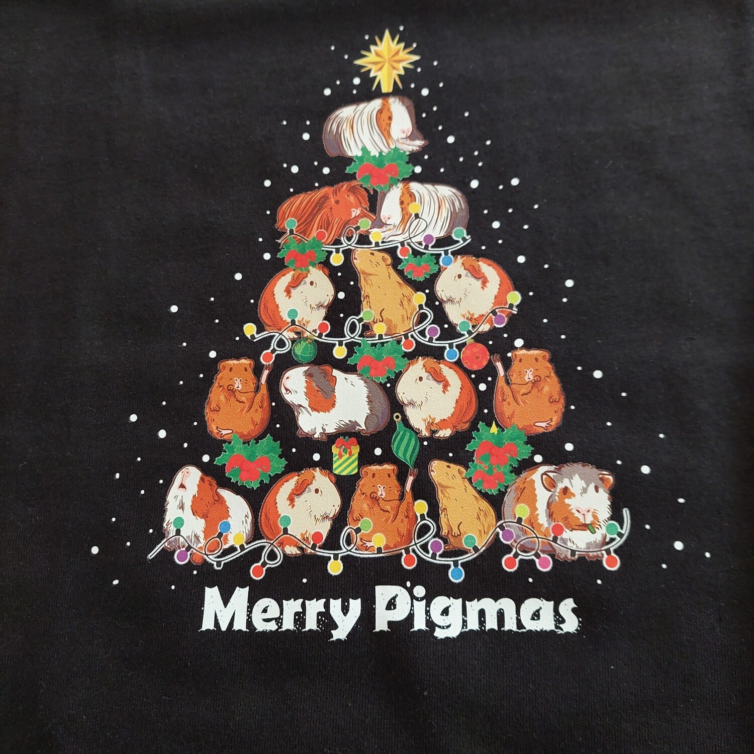 Guinea Pig Christmas Tree Black T Shirt
