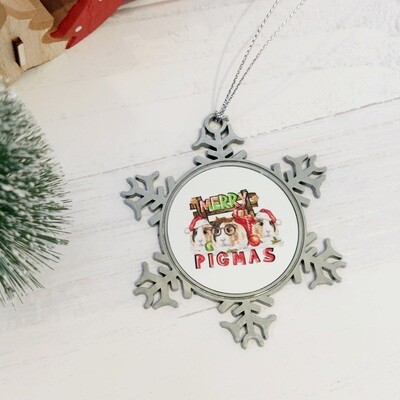 Merry Pigmas Pewter Guinea Pig Christmas Ornament