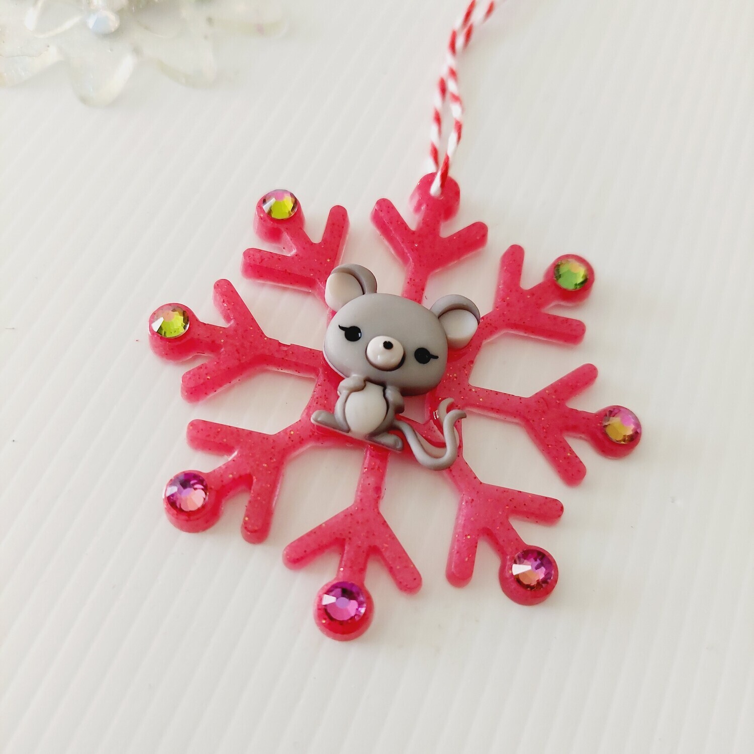 Mouse and Snow flake Christmas Tree Ornament