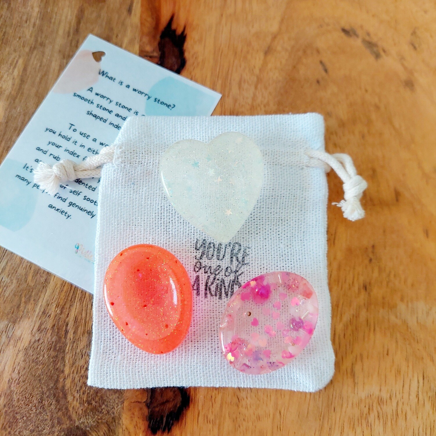 Worry Stones Pink and Clear