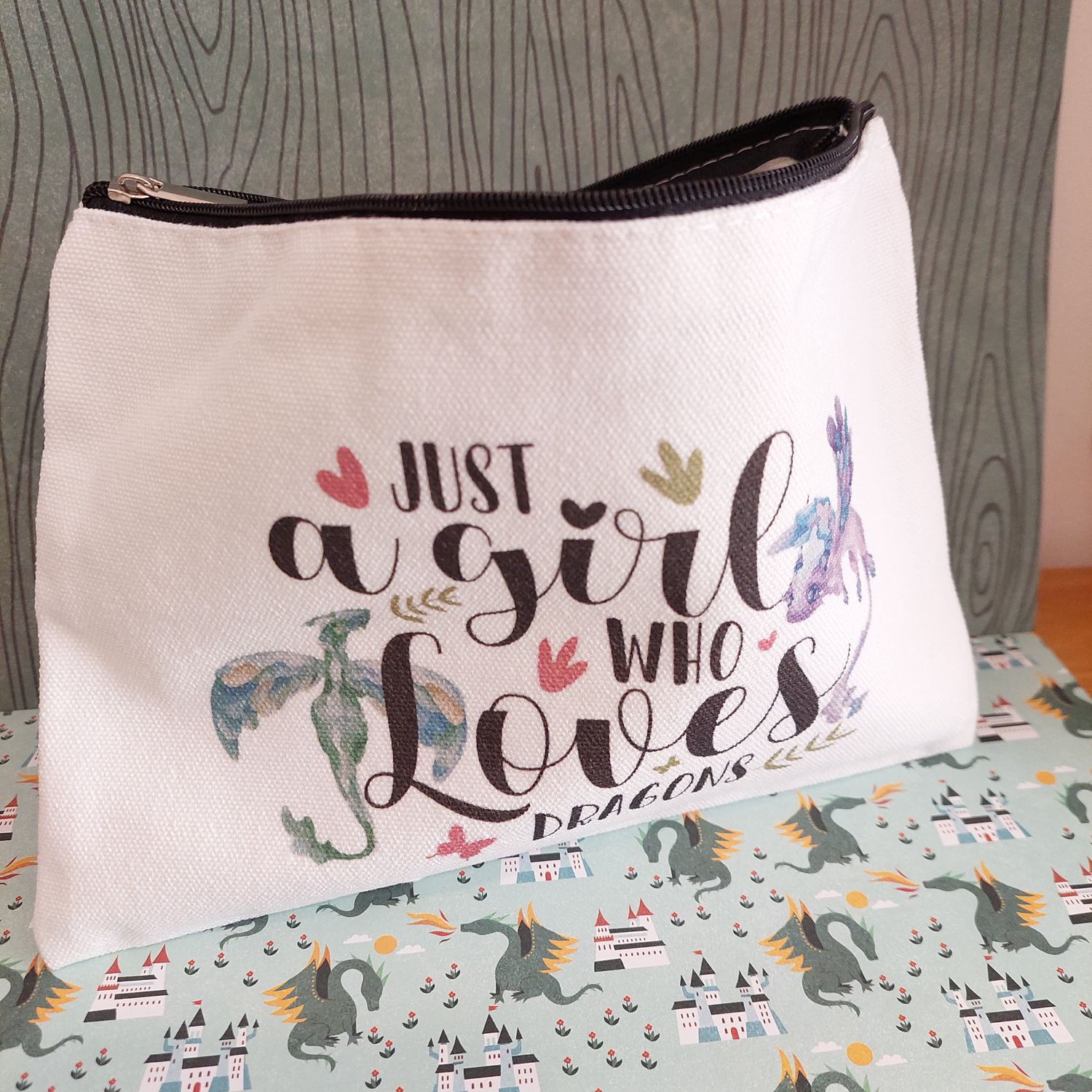 Cosmetic Make Up Bag - Just a girl who loves dragons