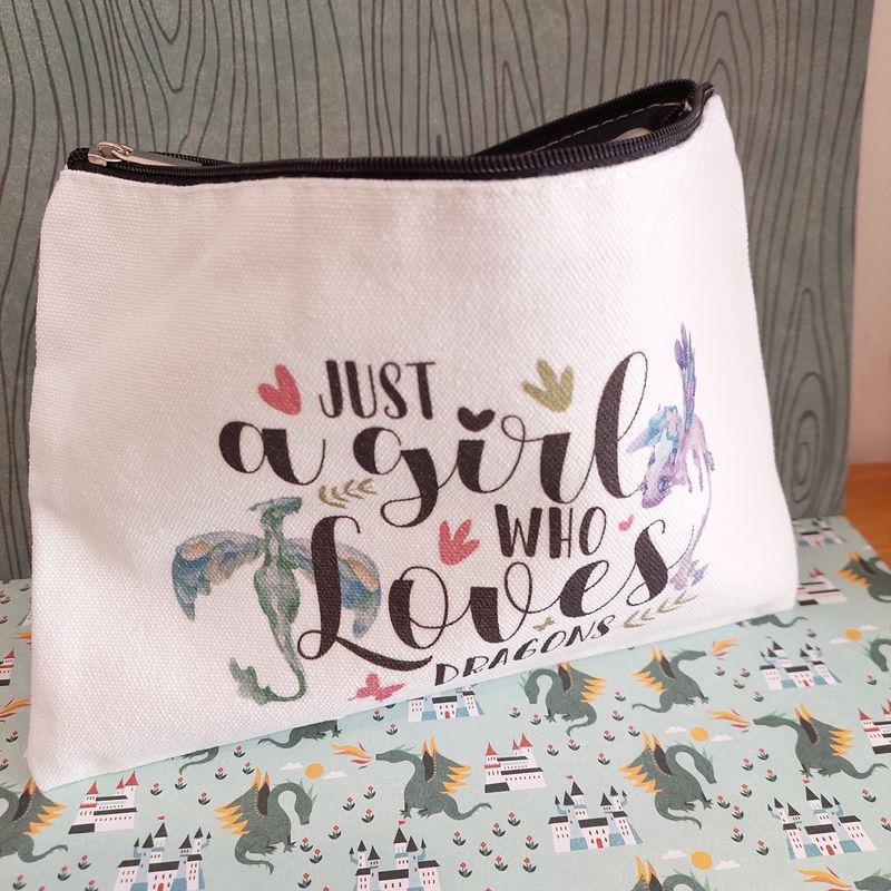 Cosmetic Make Up Bag - Just a girl who loves dragons