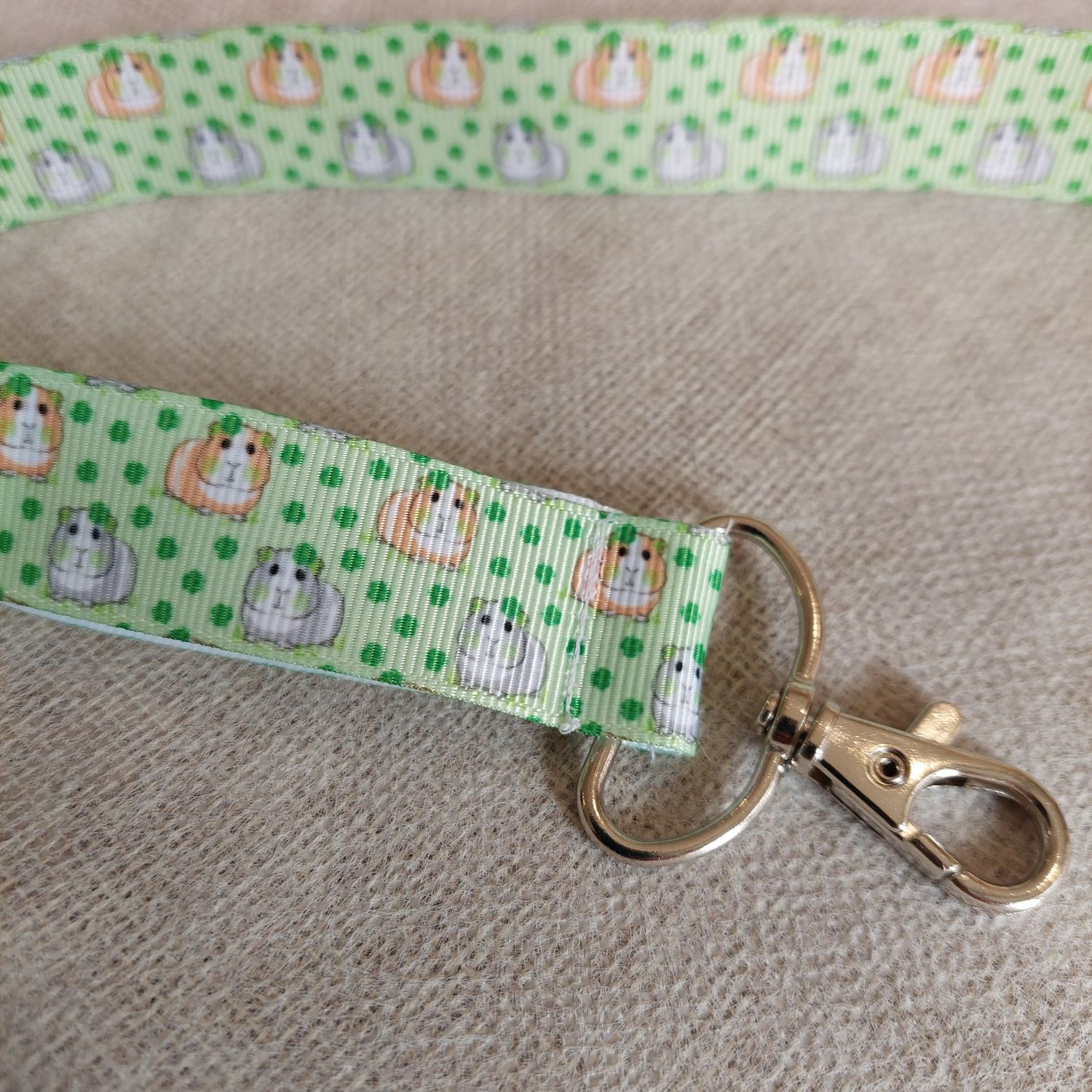 Guinea Pig Lanyard - Green Spots