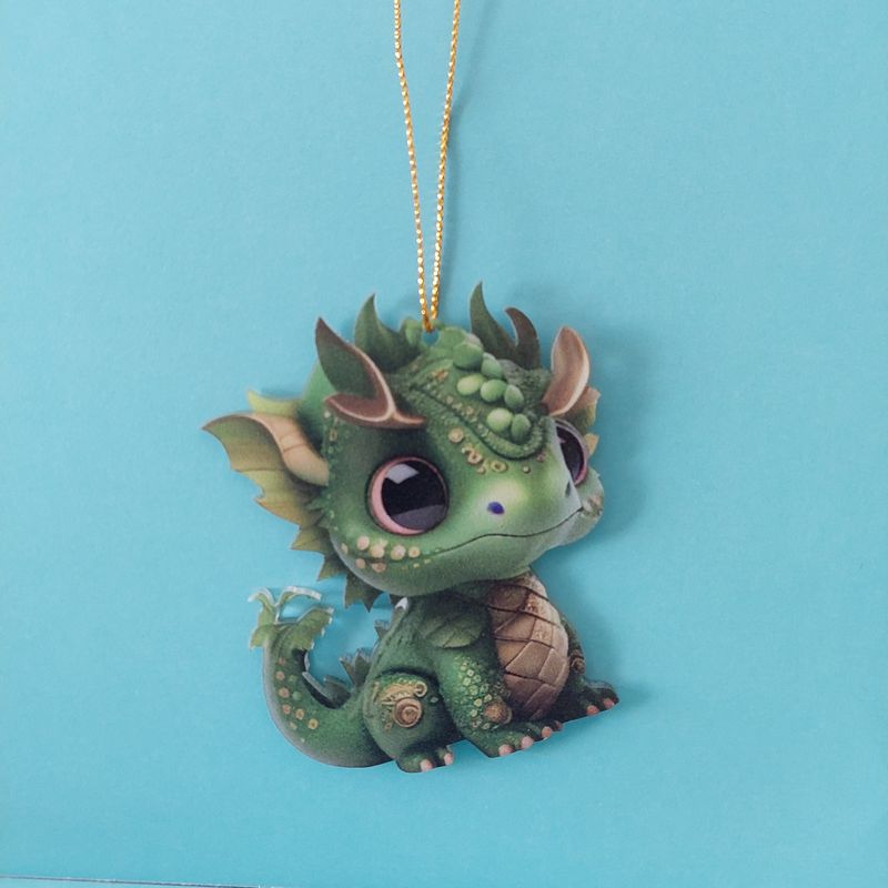 Cute Green Dragon Baby Acrylic Pendant