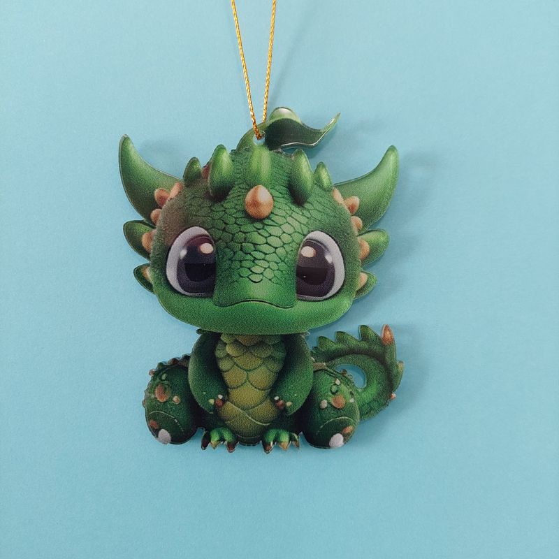 Cute Green Dragon Baby Acrylic Pendant