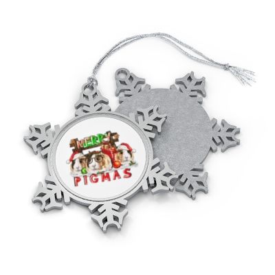 Merry Pigmas Christmas Ornament - Pewter Look