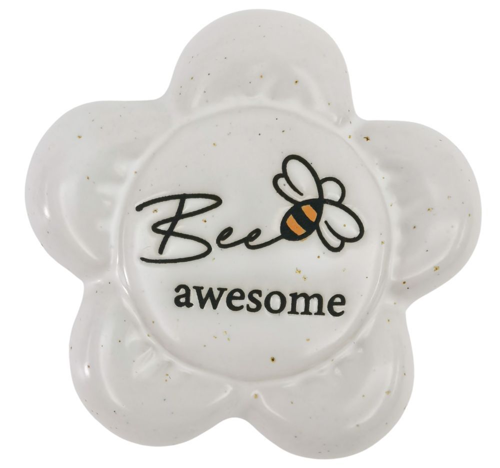 Bee Awesome Daisy Stone White 8cm