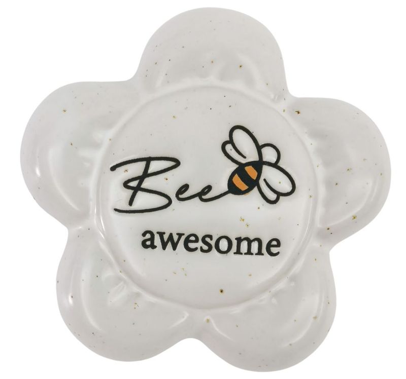 Bee Awesome Daisy Stone White 8cm