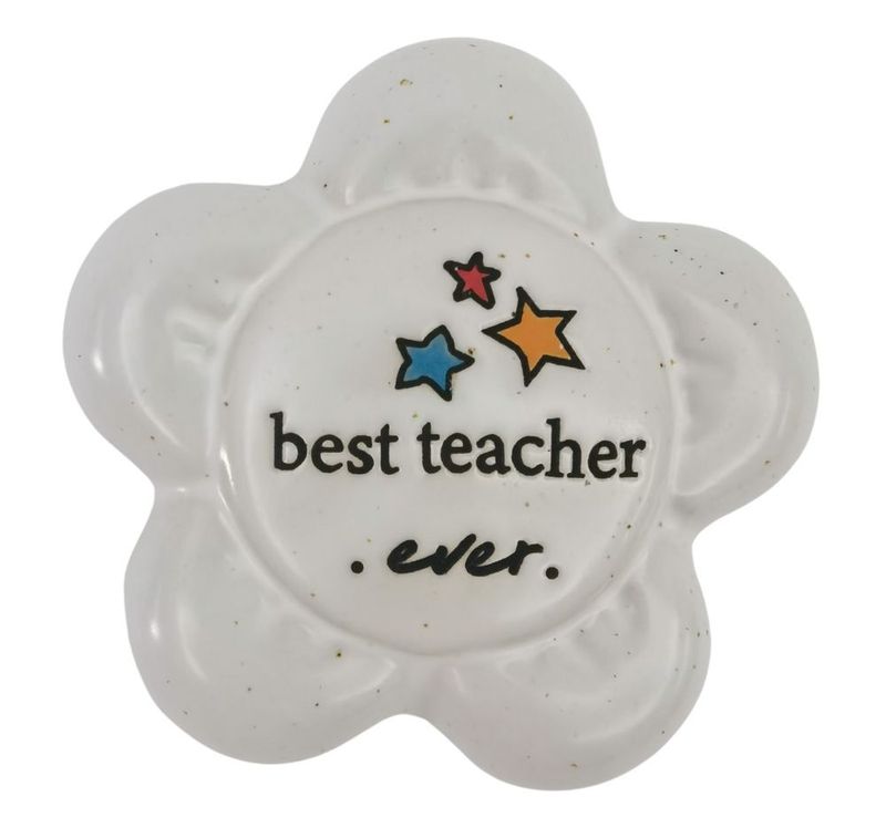 Best Teacher Ever Daisy Stone White 8cm