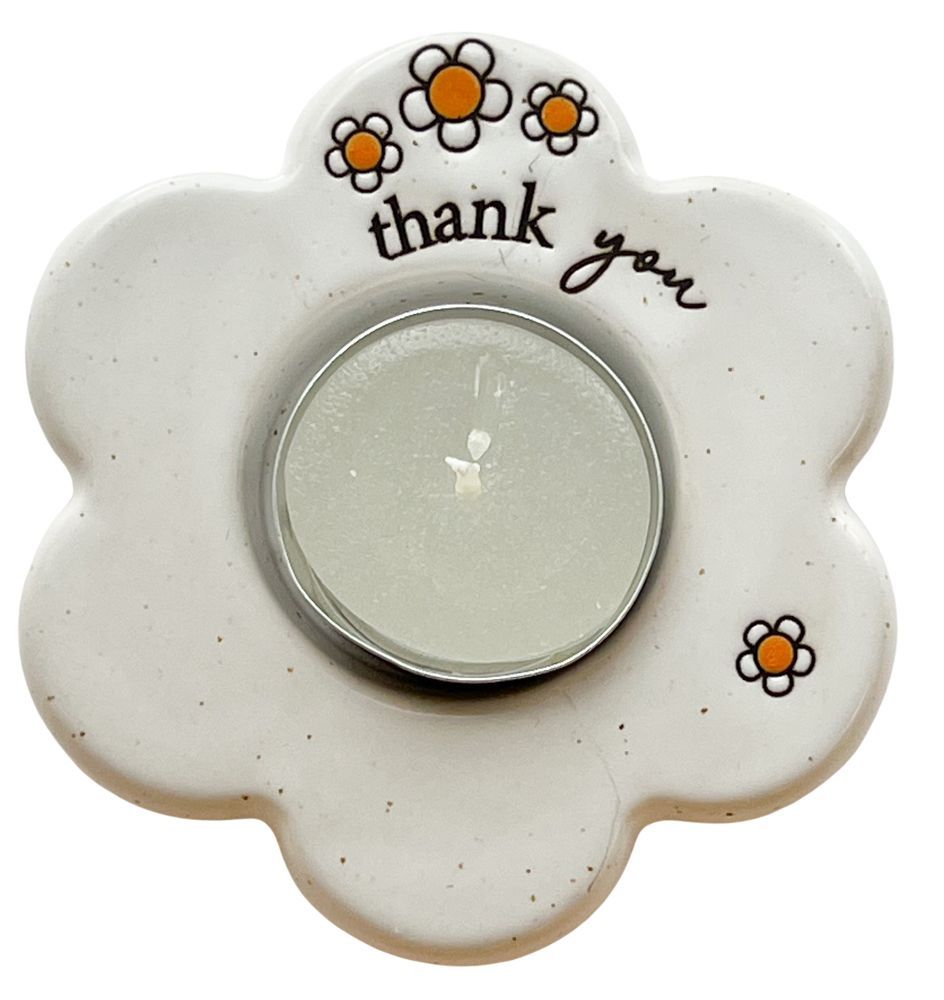 Thank you Daisy Tealight Holder White