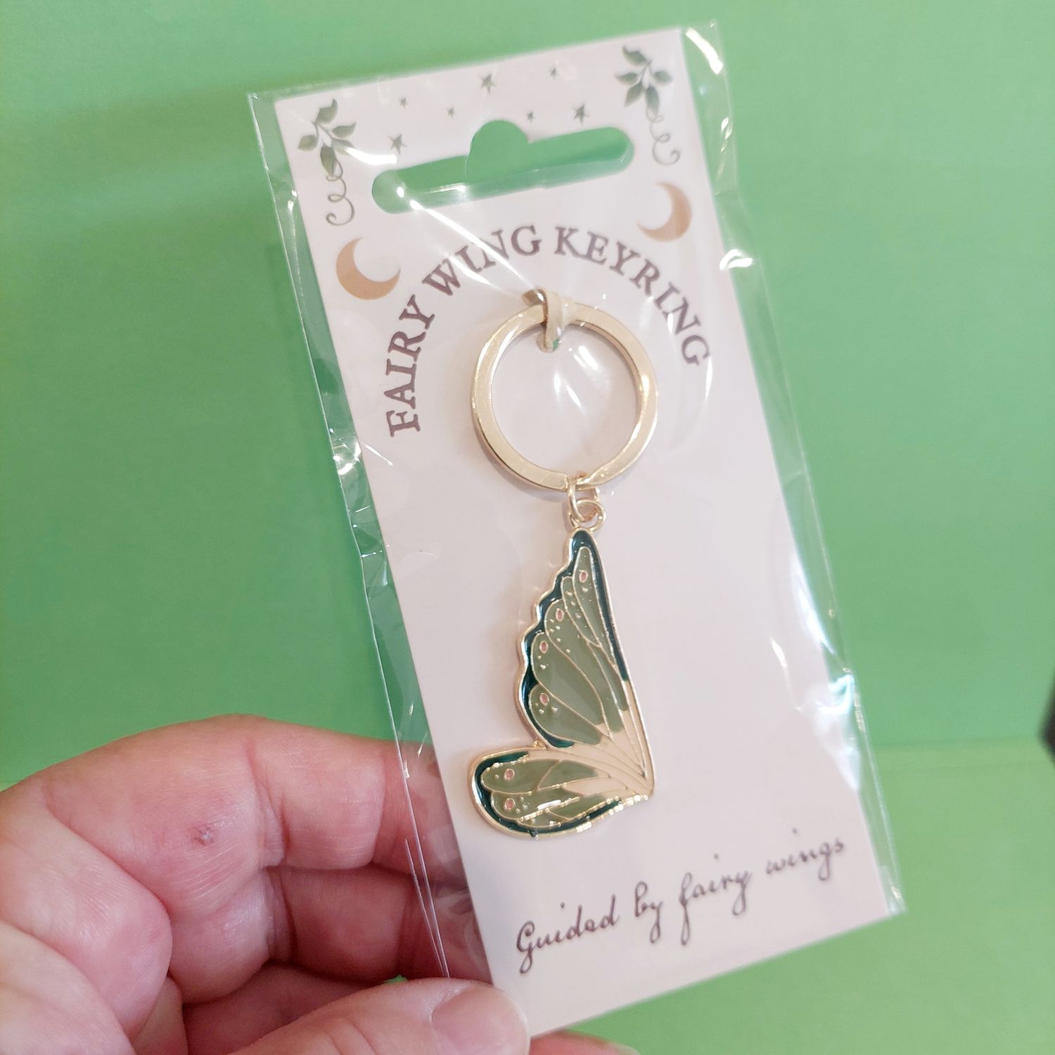 Green Fairy Wings Enchanted Key Ring